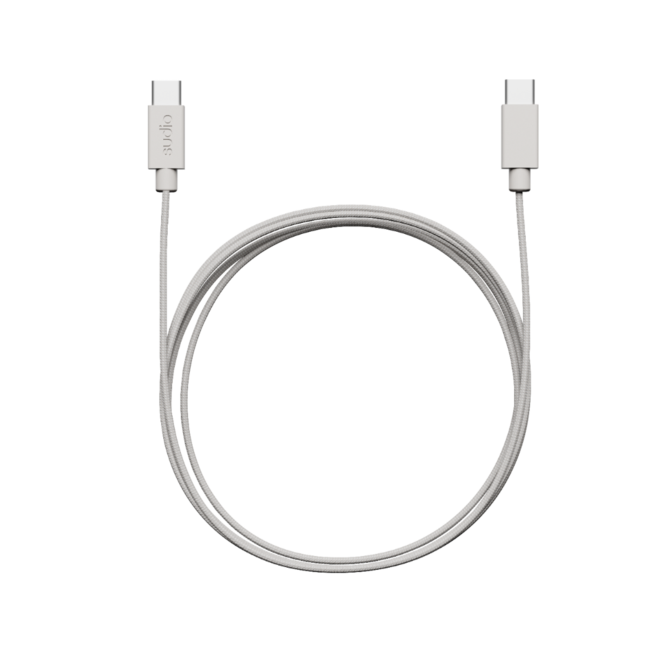 Sudio C1C 織製 USB-C 對 USB-C 充電線, 純淨白