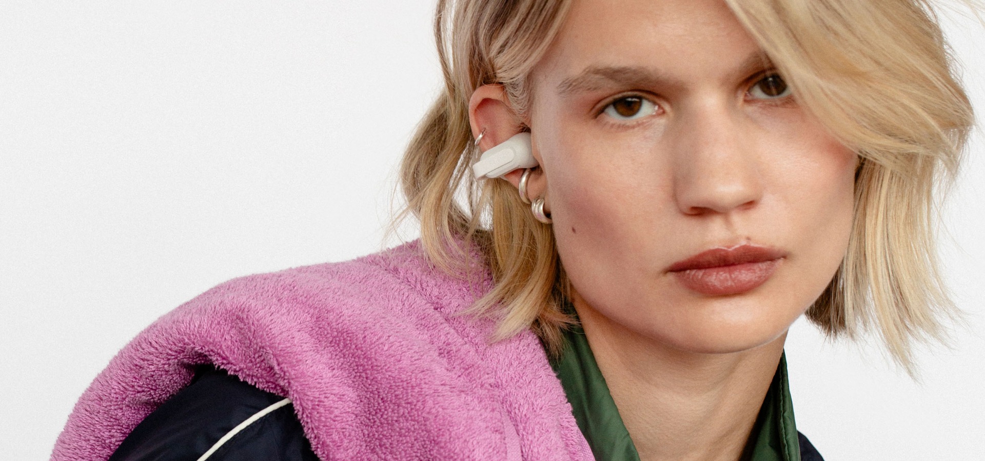 B3 clip on earbuds on a model