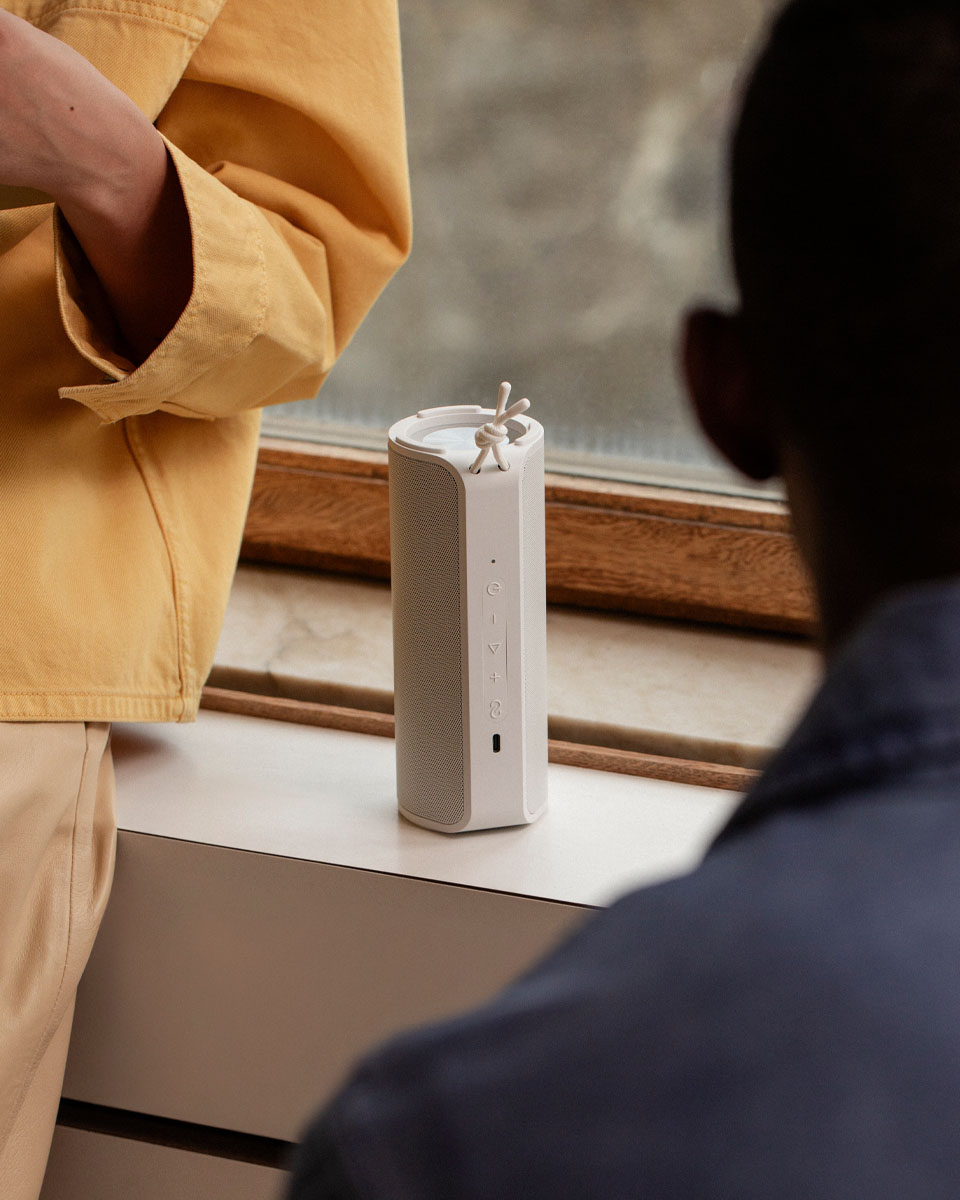 F4 portable speaker in use