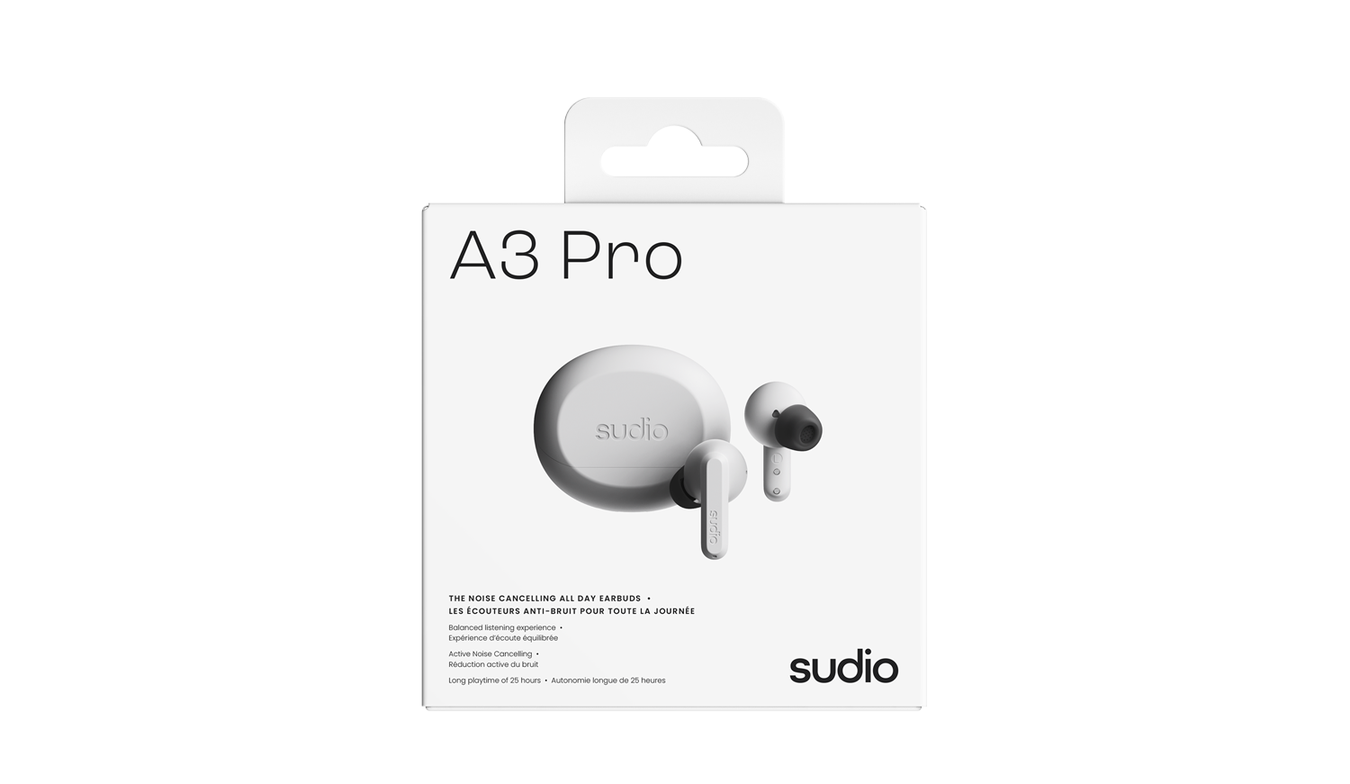 Sudio A3 Pro Earbuds and Case package box